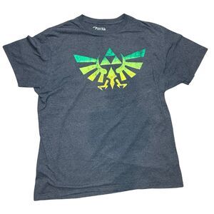 Nintendo, Zelda, Men's T-Shirt, Triforce and Crest - Blue/Gray, XL - Pre-Owned